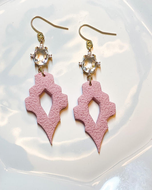 Pink Stone Dangle W/ Oval Gem