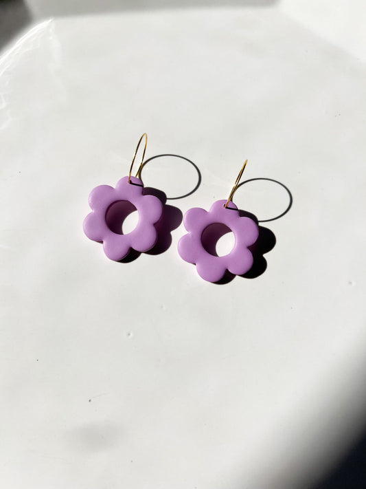 Lavender Flower Hoops