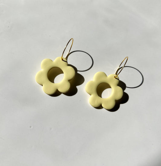 Yellow Flower Hoops