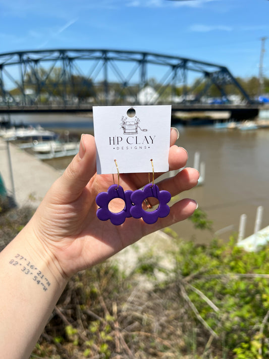 Purple Flower Hoops